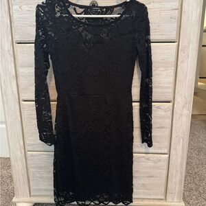Ambiance Black Long Sleeve Lace Dress